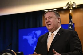 Ngoại trưởng Mỹ Mike Pompeo phát biểu tại một cuộc họp báo ở Washington, DC. (Ảnh: THX/TTXVN)