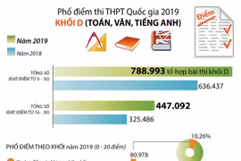 [Infographics] Phổ điểm thi Trung học phổ thông Quốc gia 2019 khối D