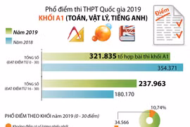 [Infographics] Phổ điểm thi Trung học phổ thông Quốc gia 2019 khối A1 