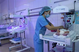 Các y, bác sỹ chăm sóc trẻ sơ sinh non yếu tại bệnh viện Sản nhi tỉnh Bắc Ninh. (Ảnh: Thanh Thương/TTXVN)
