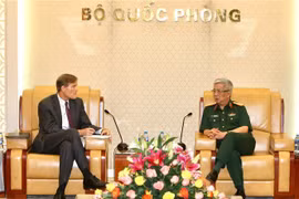 Thượng tướng Nguyễn Chí Vịnh tiếp ông Michael Greene, Giám đốc Cơ quan Phát triển Quốc tế Hoa Kỳ (USAID) tại Việt Nam. (Ảnh: Dương Giang/TTXVN)