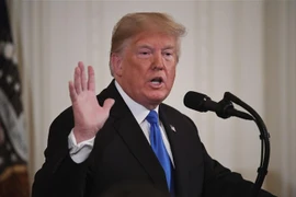 Tổng thống Mỹ Donald Trump tại cuộc họp báo ở Washington D.C. (Ảnh: THX/TTXVN)