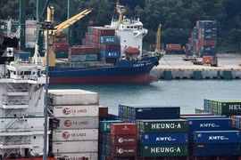 Cảng hàng hóa Tanjong Pagar ở Singapore. (Ảnh minh họa: AFP/TTXVN)