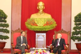 Tổng Bí thư, Chủ tịch nước Nguyễn Phú Trọng tiếp Thủ tướng Pháp Édouard Philippe. (Ảnh: Trí Dũng/TTXVN)