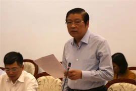 Trưởng ban Nội chính Trung ương Phan Đình Trạc phát biểu tại buổi làm việc. (Ảnh: Trần Xuân Tình/TTXVN)