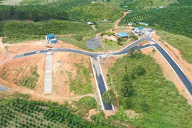 Các ngọn đồi trong “dự án” The Tropicana 2 đã bị cạo trọc cây xanh để xây dựng công trình và làm đường nội khu. (Ảnh: Nguyễn Dũng/TTXVN)