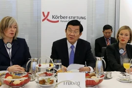 Chủ tịch nước Trương Tấn Sang đến dự và phát biểu trước chính giới, học giả Đức tại Viện Körber. (Ảnh: Nguyễn Khang/ TTXVN)