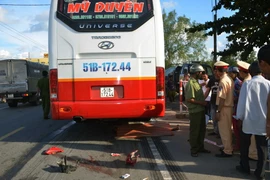 Hiện trường vụ tai nạn. (Ảnh: Chanh Đa/TTXVN)