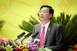 Ông Nguyễn Văn Đọc, Bí thư Tỉnh ủy Quảng Ninh nhiệm kỳ 2015-2020 phát biểu tại đại hội. (Ảnh: Nguyễn Hoàng/TTXVN)