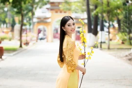 Hoa hậu Tiểu Vy rạng rỡ đầy gợi cảm trong tà áo dài đón Xuân 