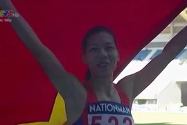 Vũ Thị Hương giành vàng 100m nữ.