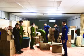 Lực lượng chức năng phát hiện nhiều thực phẩm chức năng nghi làm giả tại cơ sở trên địa bàn huyện Chương Mỹ, Hà Nội. (Ảnh: PV/Vietnam+)