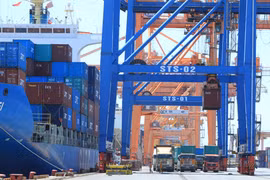 Hoạt động xuất nhập khẩu tại cảng nội địa. (Ảnh: Đức Duy/Vietnam+)