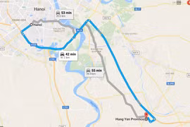 Tuyến đường liên tỉnh Hà Nội-Hưng Yên chạy song song với Quốc lộ 5. (Ảnh: Google Map)