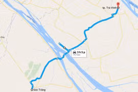 Cầu Đại Ngãi bắc qua sông Hậu nối hai tỉnh Sóc Trăng và Trà Vinh. (Ảnh: Google Map)