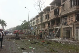 Hiện trường vụ nổ kinh hoàng tại Khu đô thị Văn Phú, Hà Đông, Hà Nội. (Ảnh: PV/Vietnam+)