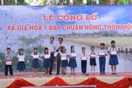 Lễ công bố Quyết định công nhận xã Gia Hòa 1 đạt chuẩn nông thôn mới. (Ảnh: Hoài Thu/TTXVN)