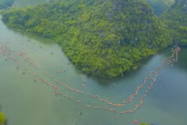 Hàng nghìn thuyền hội trên dòng sông di sản mang một vẻ đẹp mà không nơi nào có được. (Ảnh: Minh ĐứcTTXVN)