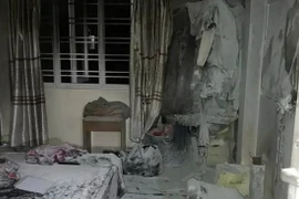 Ngôi nhà bị cháy. (Ảnh: Trung Nguyên/TTXVN)