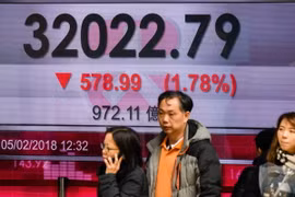 Bảng tỷ giá chứng khoán tại Hong Kong, Trung Quốc. (Nguồn: AFP/TTXVN)