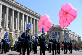 Đội kèn biểu diễn tại lễ diễu hành. (Nguồn: THX/TTXVN) 