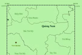 Bản đồ chấn tâm trận động đất. (Nguồn ảnh: Viện Vật lý địa cầu) 