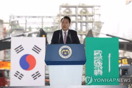 Tổng thống Hàn Quốc Yoon Suk-yeol cho rằng dự án là biểu tượng của tình hữu nghị và sự tin tưởng giữa Hàn Quốc và Saudi Arabia. (Nguồn: Yonhap)