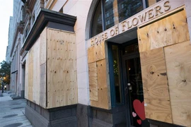 Cửa sổ của một cửa hàng hoa được gia cố trước thềm cuộc tổng tuyển cử tại Washington, D.C., Mỹ. ngày 31/10/2020. (Nguồn: THX/TTXVN) 