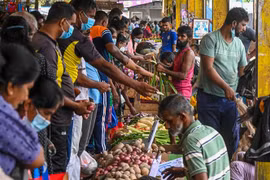 Người dân mua thực phẩm tại một khu chợ ở Colombo, Sri Lanka. (Ảnh: AFP/TTXVN) 