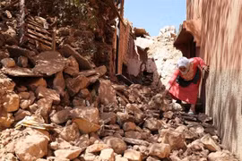 Cảnh đổ nát sau thảm họa động đất ở Moulay, Maroc, ngày 11/9/2023. (Ảnh: THX/TTXVN)
