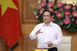 Thủ tướng Phạm Minh Chính phát biểu kết luận buổi làm việc với các doanh nghiệp châu Âu tại Việt Nam. (Ảnh: Dương Giang/TTXVN) 