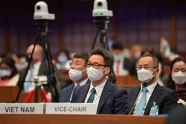 Phó Thủ tướng Vũ Đức Đam tham dự Phiên thảo luận cấp cao Khóa họp lần thứ 78 Ủy ban Kinh tế và Xã hội Liên hợp quốc khu vực châu Á-Thái Bình Dương. (Ảnh: Ngọc Quang/TTXVN) 