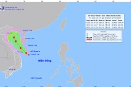 Vị trí và hướng đi của áp thấp nhiệt đới. (Nguồn: Trung tâm Dự báo Khí tượng Thủy văn Quốc gia)