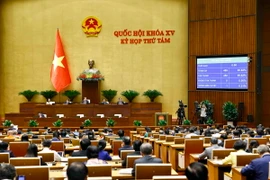 Quốc hội biểu quyết thông qua Luật sửa đổi, bổ sung một số điều của Luật Sỹ quan Quân đội Nhân dân Việt Nam. (Ảnh: Doãn Tấn/TTXVN)