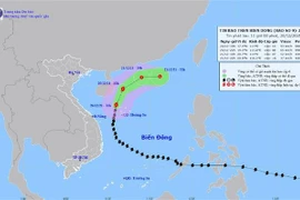 Bản đồ đường đi của Bão số 9 trên biển Đông. (Ảnh: TTXVN phát) 