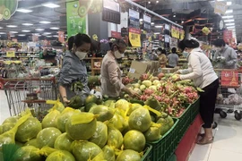 Nhóm ngành hàng trái cây Việt được bố trí quầy, kệ tại khu vực riêng và được người tiêu dùng Thành phố Hồ Chí Minh ưa chuộng. (Ảnh: Mỹ Phương/TTXVN) 