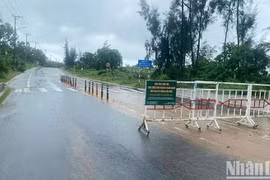 Đà Nẵng có văn bản tạm dừng phương tiện lưu thông trên đường Hoàng Sa (vị trí sau lối lên Chùa Linh ứng). (Nguồn: Báo Nhân Dân)