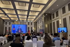 Tổng Thư ký ASEAN Tiến sỹ Kao Kim Hourn đã gửi thông điệp tới sự kiện. (Ảnh: Đỗ Quyên/TTXVN)
