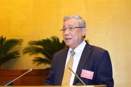 Giáo sư, Tiến sỹ khoa học Vũ Minh Giang tham luận tại hội nghị. (Ảnh: Văn Điệp/TTXVN) 