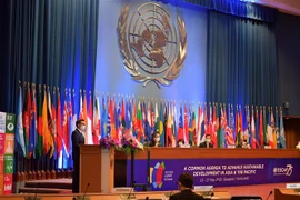 Phó Thủ tướng Vũ Đức Đam phát biểu tại Phiên thảo luận cấp cao Khóa họp lần thứ 78 Ủy ban Kinh tế và Xã hội Liên hợp quốc khu vực châu Á-Thái Bình Dương. (Ảnh: Ngọc Quang/TTXVN) 