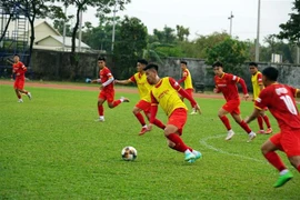 Các cầu thủ U23 Việt Nam trong một buổi tập. (Ảnh: Trần Long/TTXVN) 