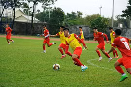 Các cầu thủ U23 Việt Nam trong một buổi tập. (Ảnh: Trần Long/TTXVN) 