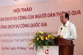 Bộ trưởng Chủ nhiệm Văn phòng Chính phủ Mai Tiến Dũng phát biểu tại Hội nghị. (Ảnh: Đỗ Trưởng/TTXVN) 