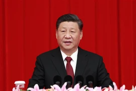 Chủ tịch Trung Quốc Tập Cận Bình đọc thông điệp chúc mừng năm mới 2020 tại Bắc Kinh. (Nguồn: THX/TTXVN) 