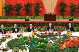 Lãnh đạo Trung Quốc tại tiệc chiêu đãi. (Nguồn: Tân Hoa xã) 