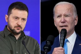 Tổng thống Ukraine Volodymyr Zelensky (trái) và Tổng thống Mỹ Joe Biden. (Nguồn: AP) 