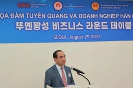 Bí thư Tỉnh ủy Tuyên Quang Chẩu Văn Lâm phát biểu. (Ảnh: Khánh Vân/TTXVN)