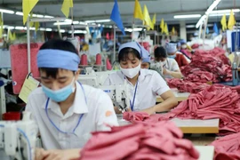 Công nhân may xuất khẩu. (Ảnh: Phạm Kiên/TTXVN) 