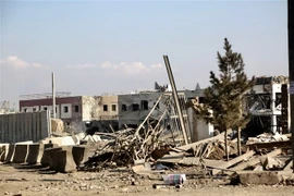 Cảnh đổ nát tại căn cứ quân sự Bagram sau vụ tấn công do phiến quân Taliban tiến hành tại tỉnh Parwan, Afghanistan, ngày 11/12/2019. (Nguồn: THX/TTXVN) 