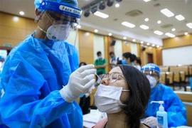 Lấy mẫu xét nghiệm COVID-19. (Ảnh: Thành Đạt/TTXVN) 